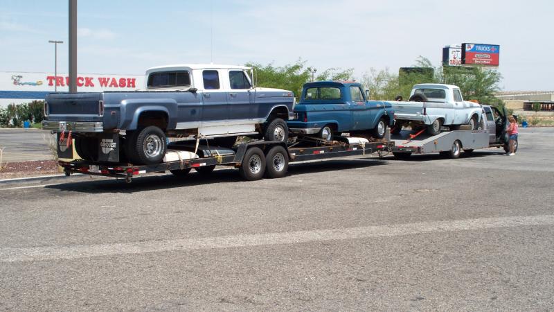 just a typical trip of getting trucks, 72 F-350 Crew Cab 4x4, and 2 64 F-100's